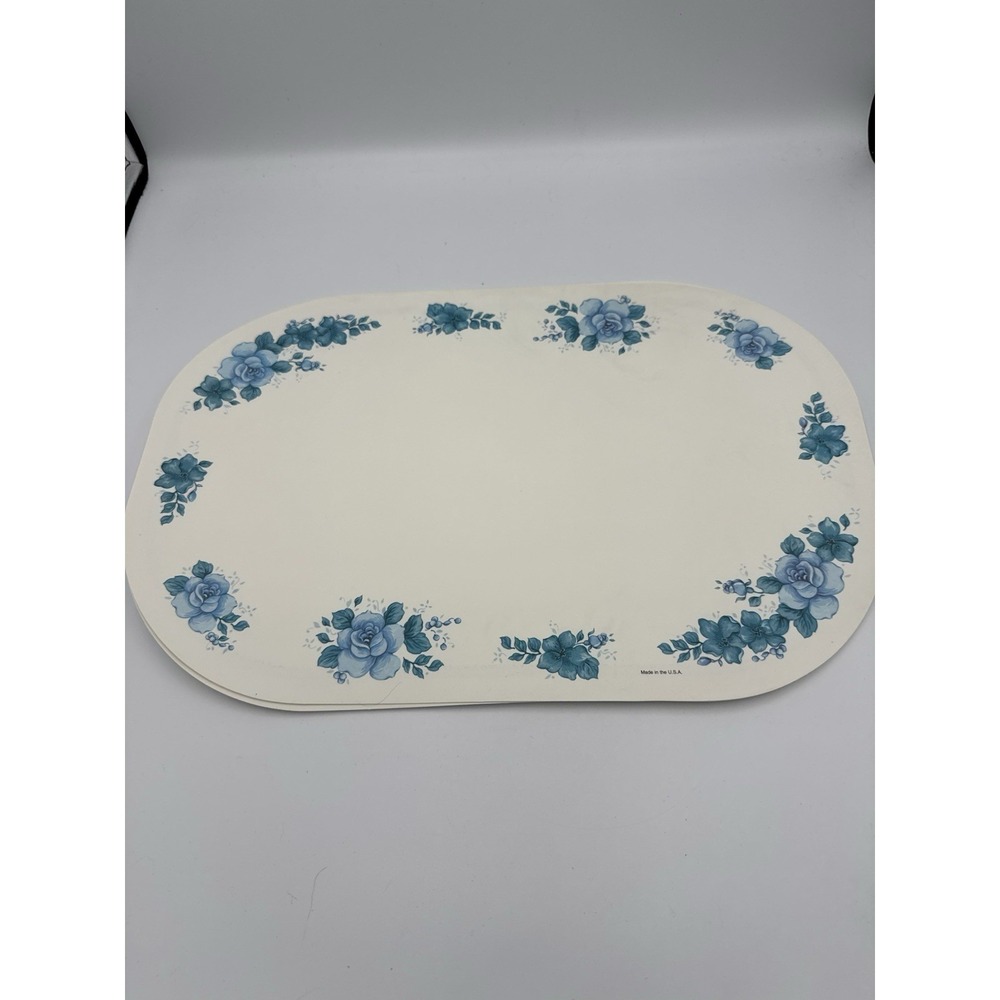 4 Corelle BLUE VELVET  Reversible Placemats Plastic Vinyl Double 2 Sided